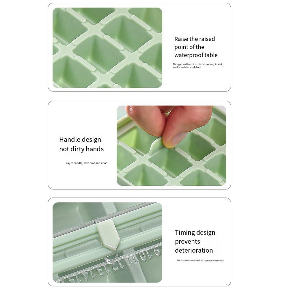 Ice Cube Tray with Lid and Bin Ice Tray  Ice Cube Mold 2 Trays for Freezer for Chilled Drinks Coffee Juice
