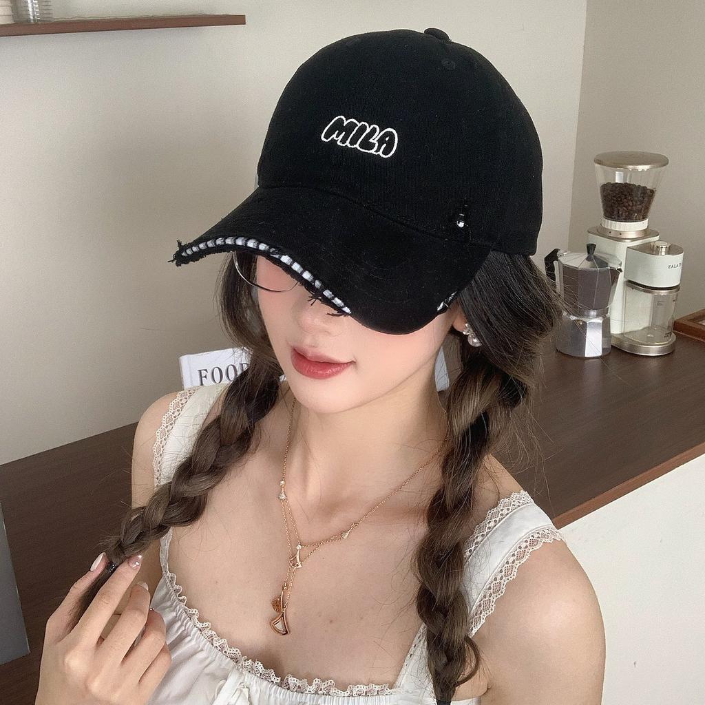 Letter Embroidered Baseball Cap Women'S Spring And Summer Face Small Holes Peaked Cap Versatile High Quality