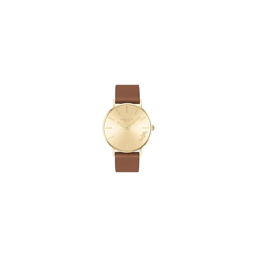 Coach Perry Women s Watch Gold Dial Brown Leather Strap 14503331