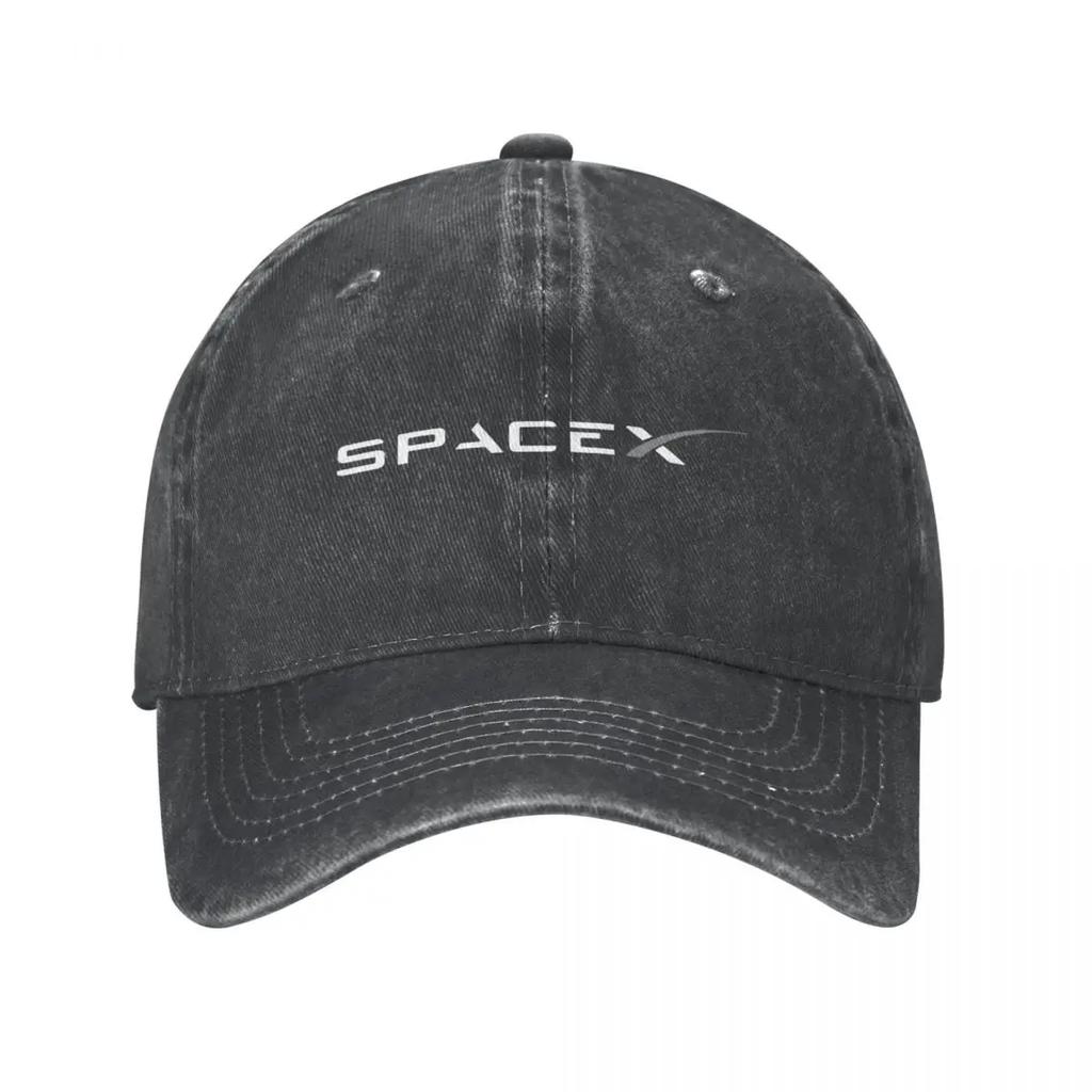 2026 Vintage Ponytail Baseball Cap Adjustable Sunhat Spacex White Logo Spring Summer Cap Washed Casquette Casual