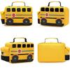 Kids Cartoon School Bus Lunch Bag - Thermal Insulated Cooler Tote for Boys Girls - Portable Yellow Car Picnic Box