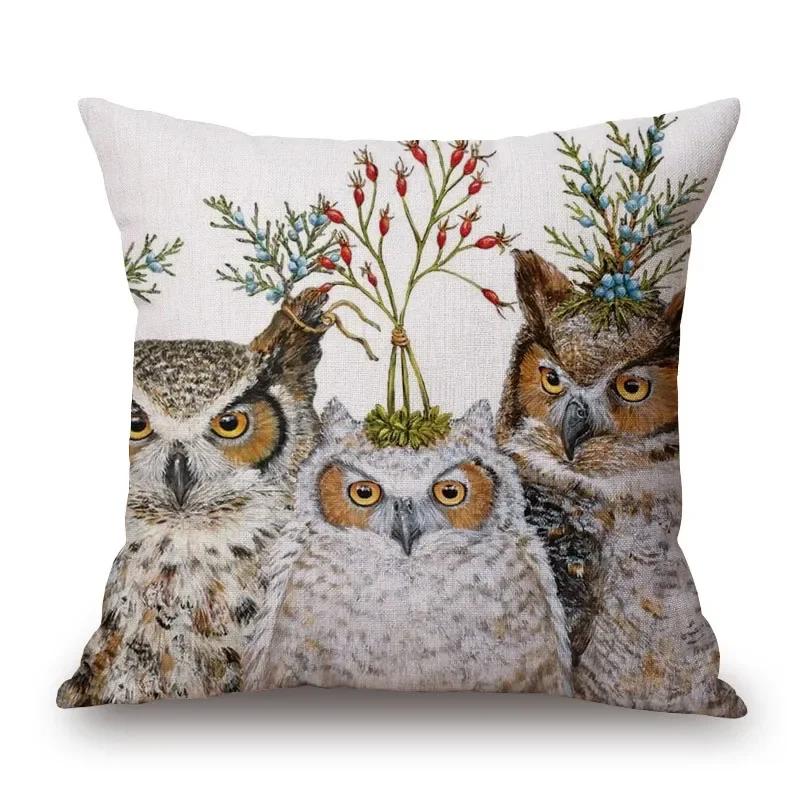 Squirrel Bird Owl Bear Fox Deer Animal Decorative Cushion Cover Sofa Throw Pillow Case