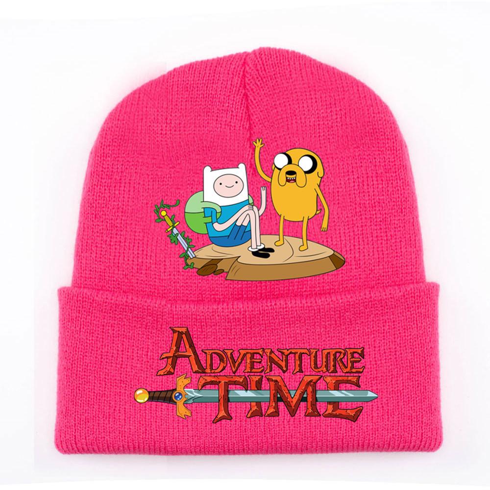 Adventure Time Cartoon Print Acrylic Knit Hat Winter Warm Unisex Beanie For Adults Teens