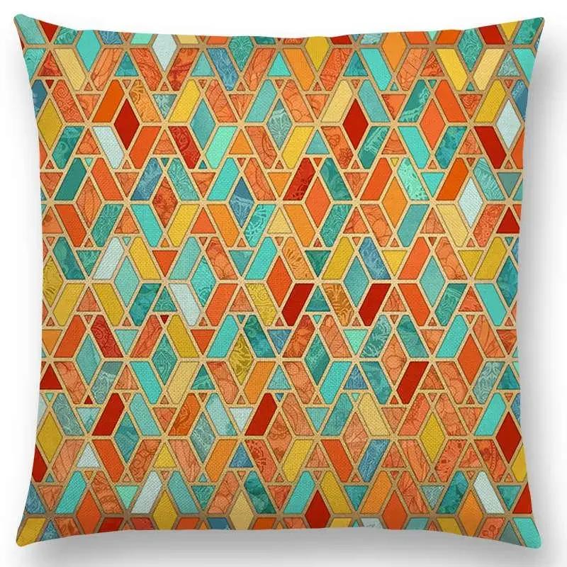 

7 Новых Экзотических Искусств Красочные Цветы Великолепный Цветочный Дудл Геометрия Акварель Пейсли Узор Наволочка для Подушки Дивана Чехол для Подушки 66x66cm золотистый