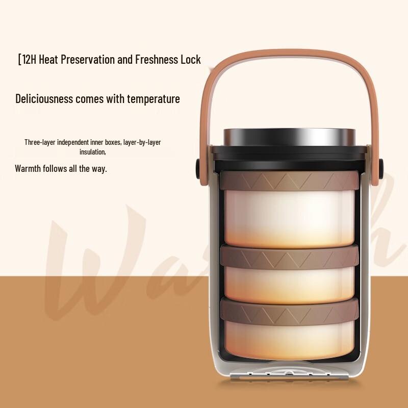 RELEA 316L Stainless Steel 3-Layer Lunch Box