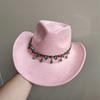 New Blue Suede Hat 7.5Cm Western Cowboy Women'S Fedora Hat Men'S Church Jazz Hat Fashion Travel Party Hat Denim Hat