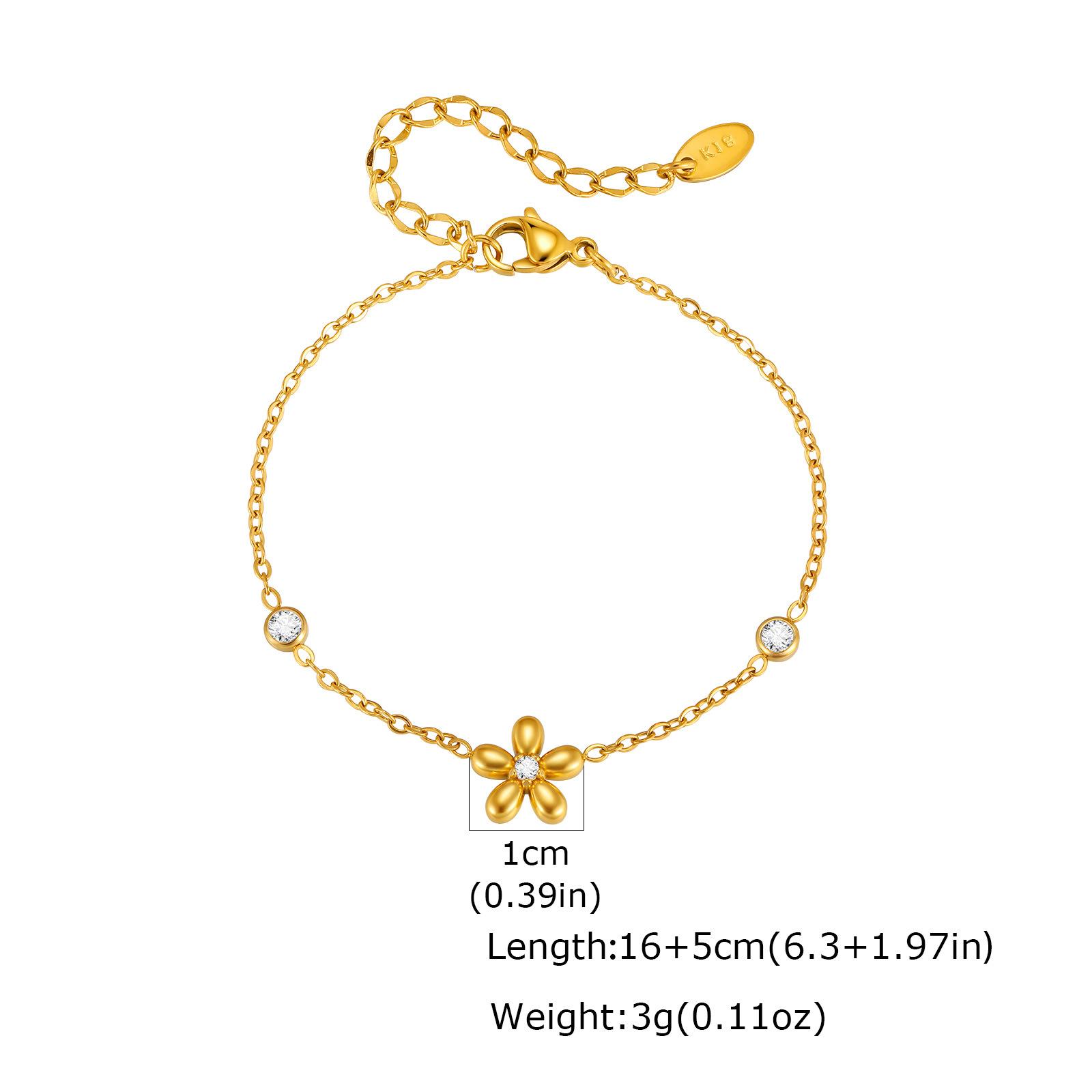 

Wind Stainless Steel Shiny Zircon Flower Bracelet 18K Gold, Fashionable Light Luxury High-End Jewelry Br-2653