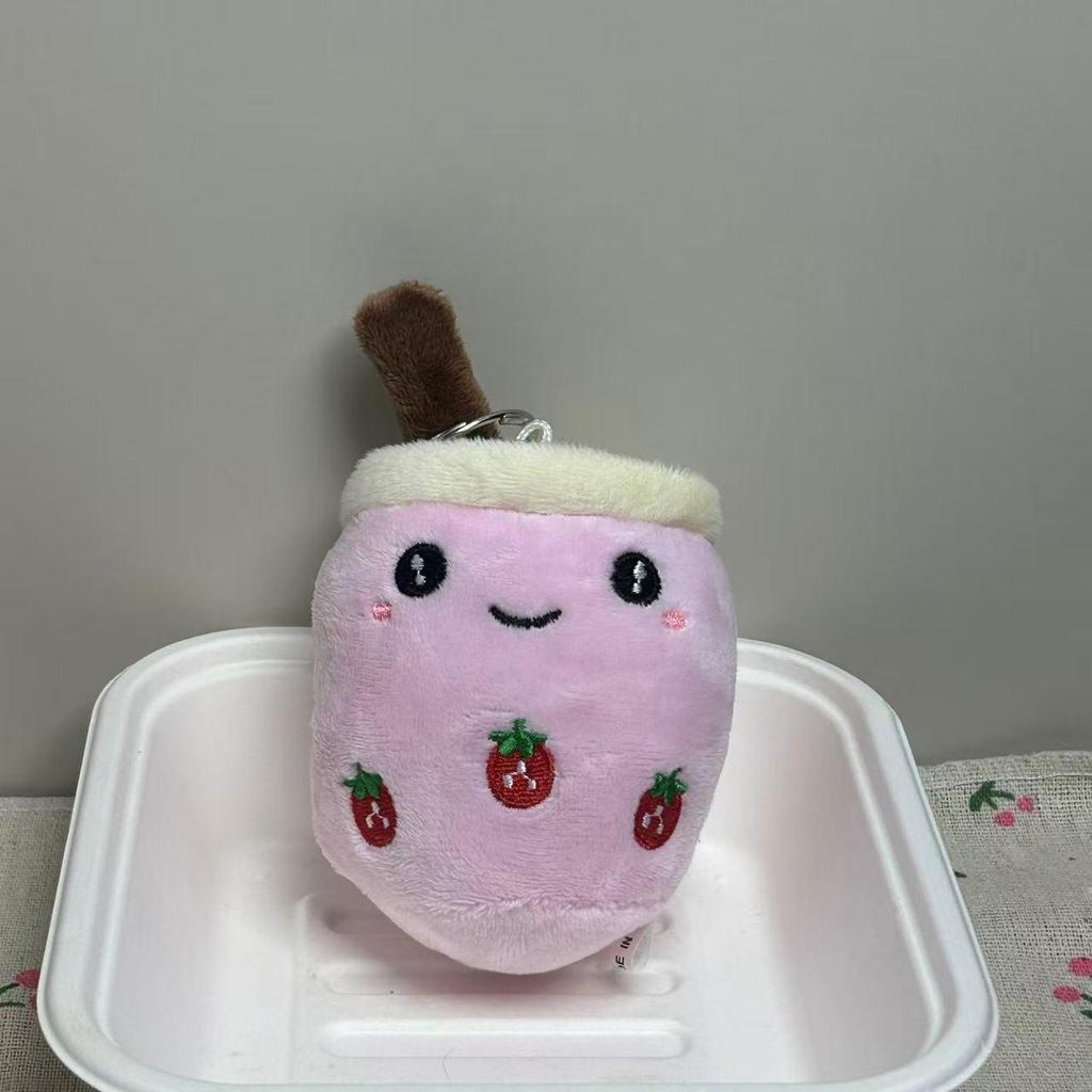 Adorable Milk Tea Cup Plush Keychain Doll