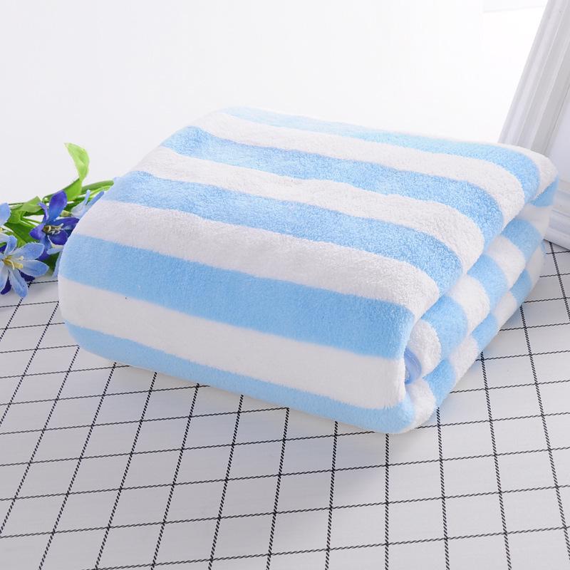 Thickened Coral Fleece Bath Towel: Non-Shedding, Quick-Dry, Water-Absorbent with Color Stripes