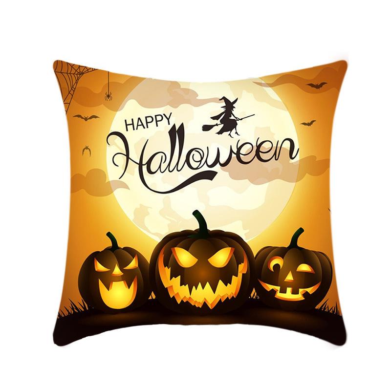 Halloween Throw Pillow Cover Linen Print Halloween Home Decor Cushion Cover Sofa Cushion Back Cushion