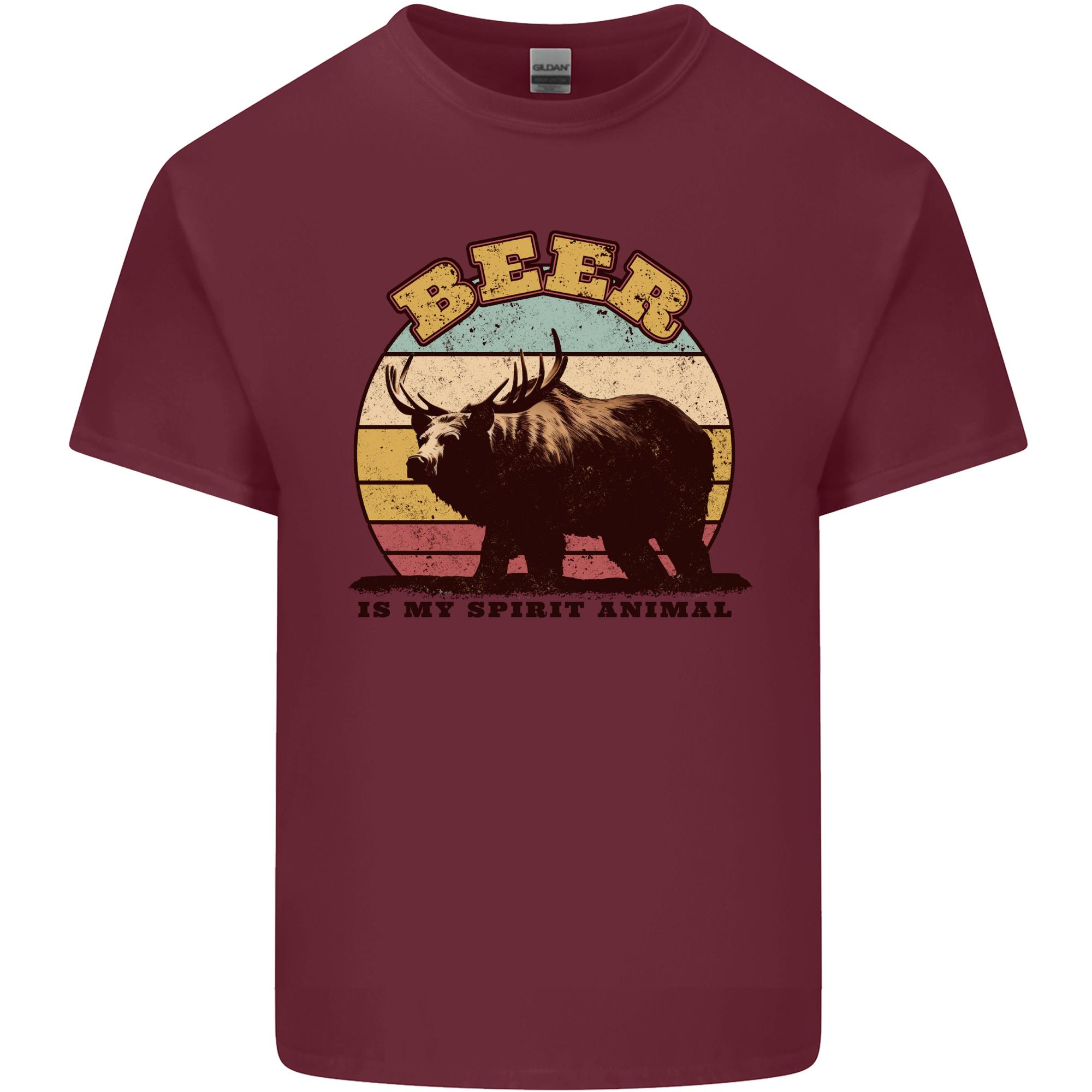 Beer is My Spiritual Animal Funny Alcohol Bear Unisexs Light Cotton TShirt S