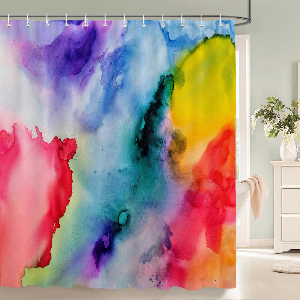 Colorful Abstract 3D Printed Bath Curtains Waterproof Polyester Fabric Washable Bathroom Bathtub Shower Curtain With Hooks