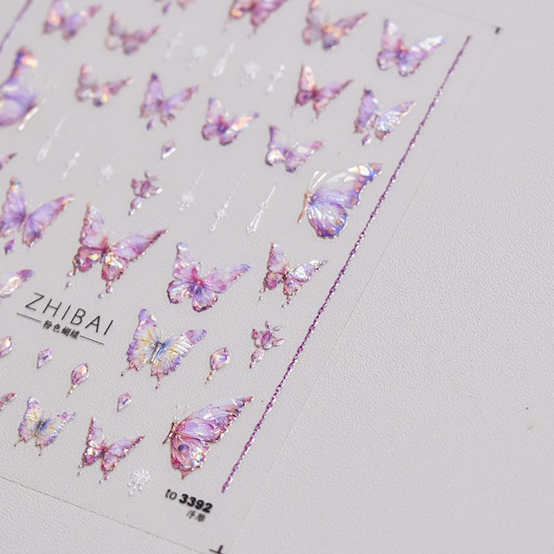 

Shell Light Butterfly Nail Sticker Tomoni Embossed Adhesive 5D Best Selling Fairy Temperament Nail Sticker Nail Ornament Pink Butterfly 3392((Shell light))