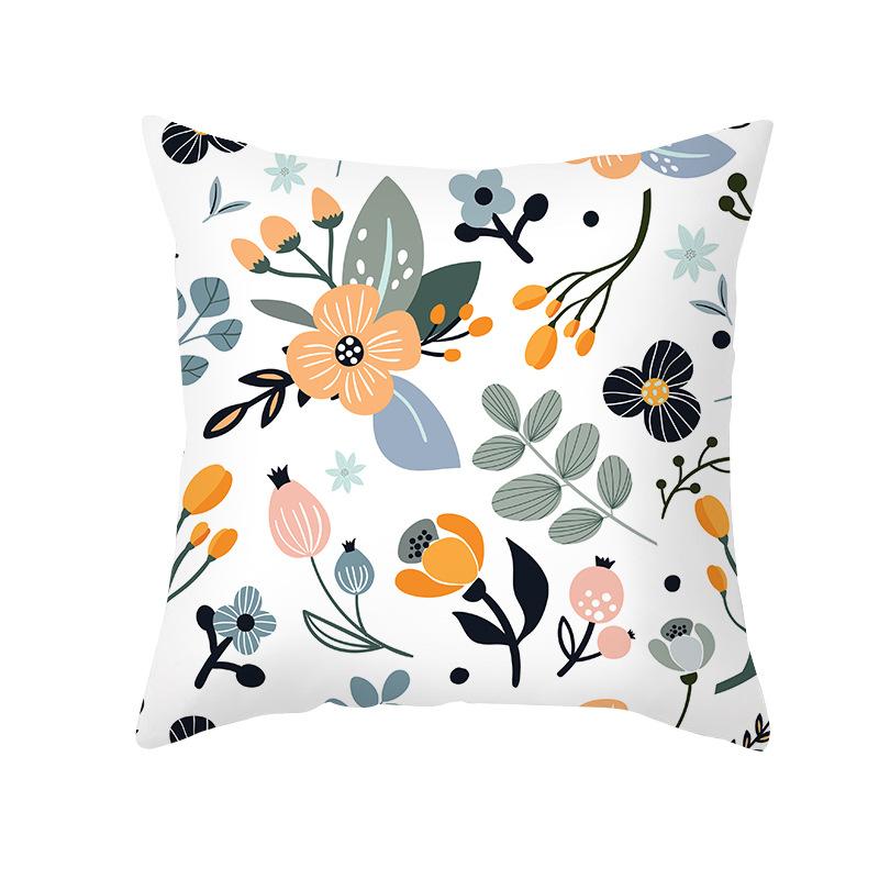 Home Peach Skin Printed Cushion Cover Nordic Green Plant Sofa Cushion Cover Office Cushion Cover