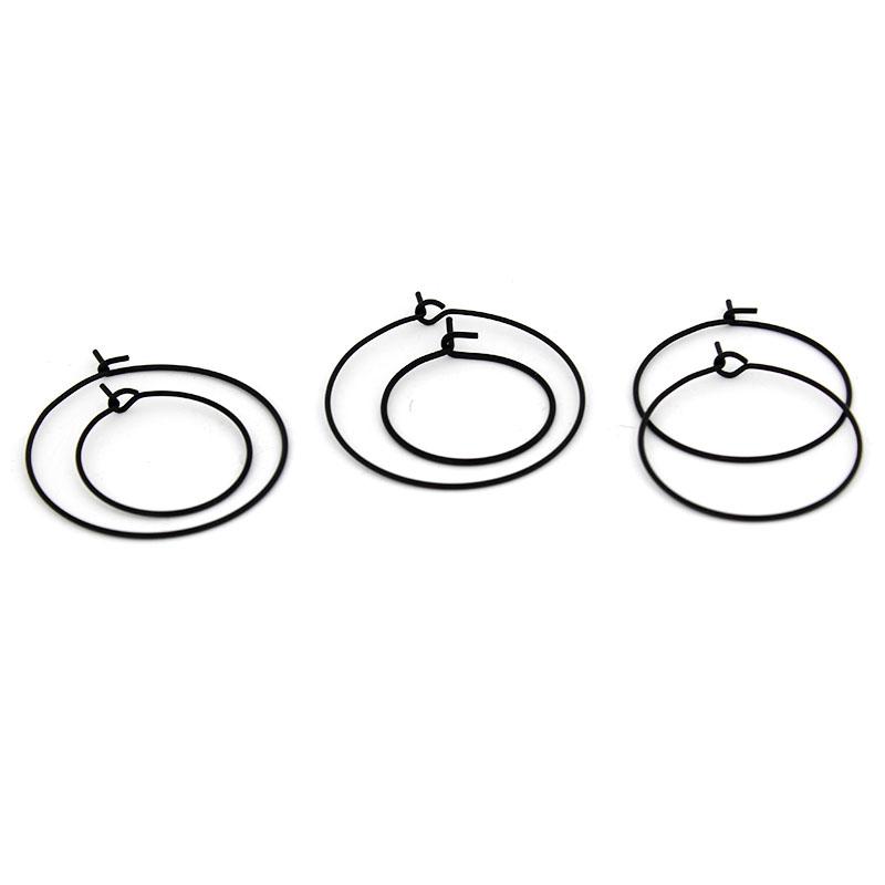 20Pcs Stainless Steel Black Plated Wine Charm Holder Earrings Hoops Big Circle Ear Wire DIY Jewelry Making Findings Supplier