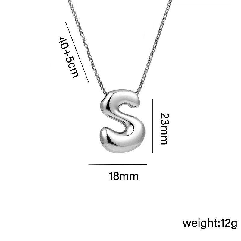 Charming Chubby Brass Polished 26-Letter Silver Pendant Necklace for Women