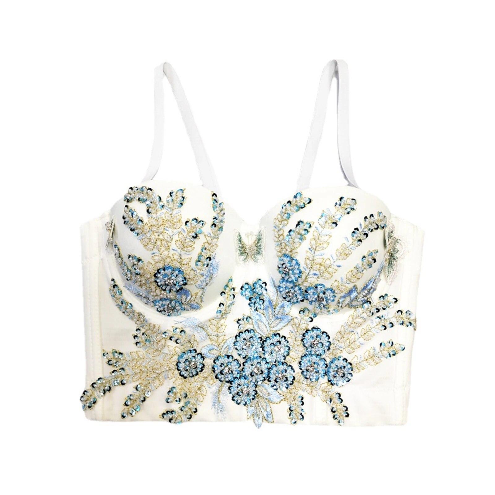 

Укороченные топы yushutiff с вышивкой и цветочным принтом, женский корсетный бюстгальтер, женский бюстгальтер для вечеринки, ночного клуба
