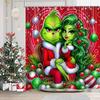 Christmas Cartoon Bathroom  Shower Curtain  Waterproof Fabric Bathroom Curtain With 12 Hooks Sunflower Home Deco Free Ship