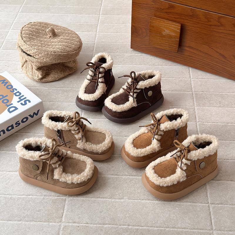 Children's boots baby cute two cotton boots winter new girls Birkenstock boots warm boys velvet short boots