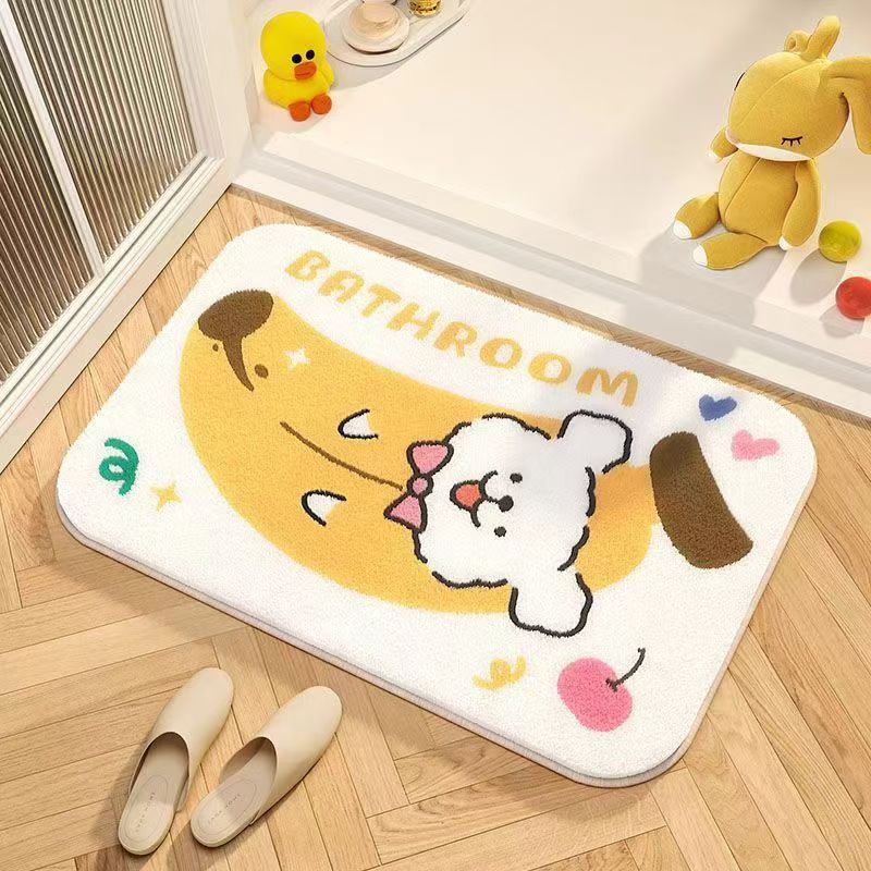 Cartoon Cute Cashmere Floor Mat Toilet Entrance Door Water Absorption Anti Slip Wear Resistant Carpet Household Bathroom Soft Foot Mat