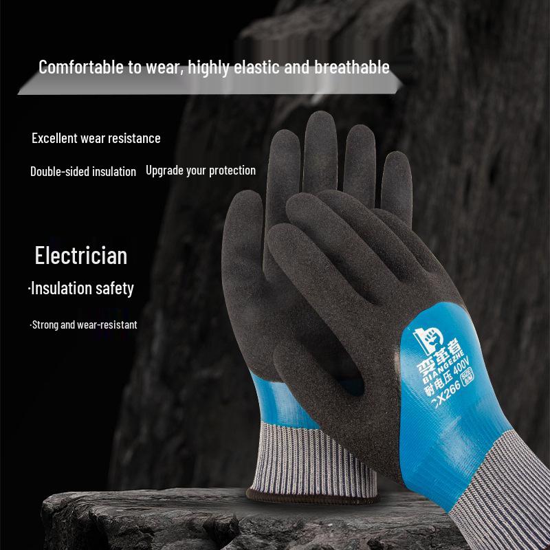 400V Low Voltage Insulating Rubber Gloves - Electrician Anti-electric, Flexible, Wear-resistant for Live Wiring and 220V Protection