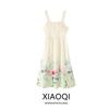 Fashion Style 2024 Summer New Arrival Women's Clothing Slim Fit Square Collar Florals Print Mid-Length Dress 1231235
