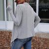 women's Solid Color Ribbed Knit Open Front Cardigan Long Sleeve Irregular Hem Casual Mid‑Length Sweater Jacket