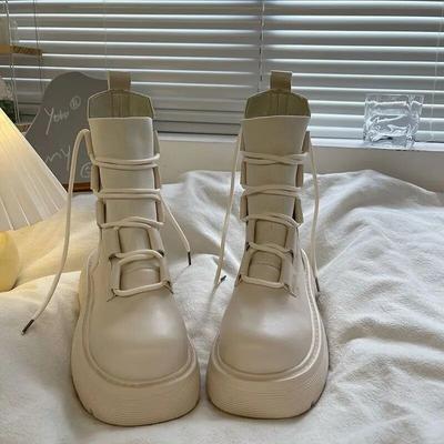 Pantofi de dama de marca cu varf rotund Cizme de motociclete Cizme-Femei Fermoar Moda Casual Punk Glezna Cauciuc Med Toamna