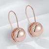 Rose Gold Color Big Glossy Ball Drop Earrings For Women Simple Natural Zircon Accessories Ethnic Bride Wedding Jewelry