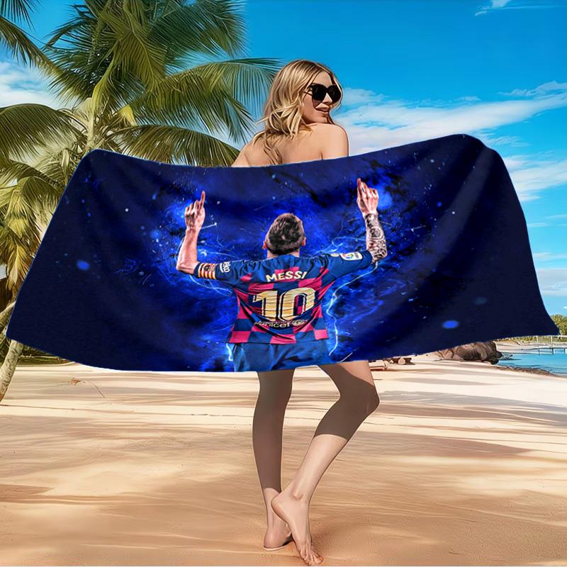 1PC Argentina Football Star Messi Beach Towel, Microfiber Beach Towel, Perfect For Pool, Beach, Travel, Home Decor Beach Party Fan gifts