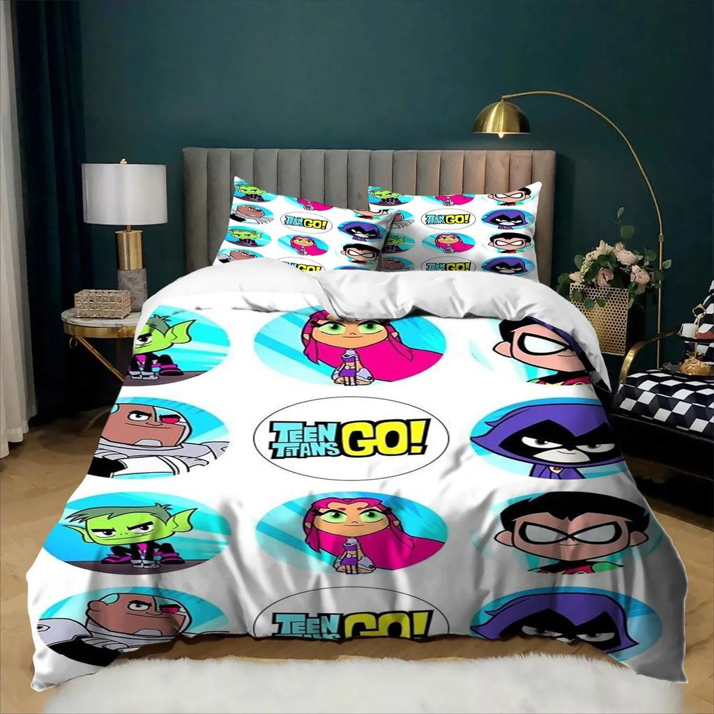 Cartoon 3D Digital Printing Teen Titans Go Duvet Cover Set Bedding Set For Kids Adults Single Double Large Sizes Bedroom Decor