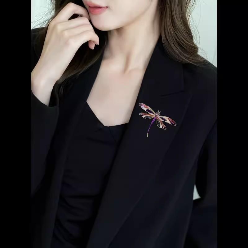 Enamel Dragonfly Brooch Female Elegance Temperament Insect Corsage Niche Design Pin Suit Accessories