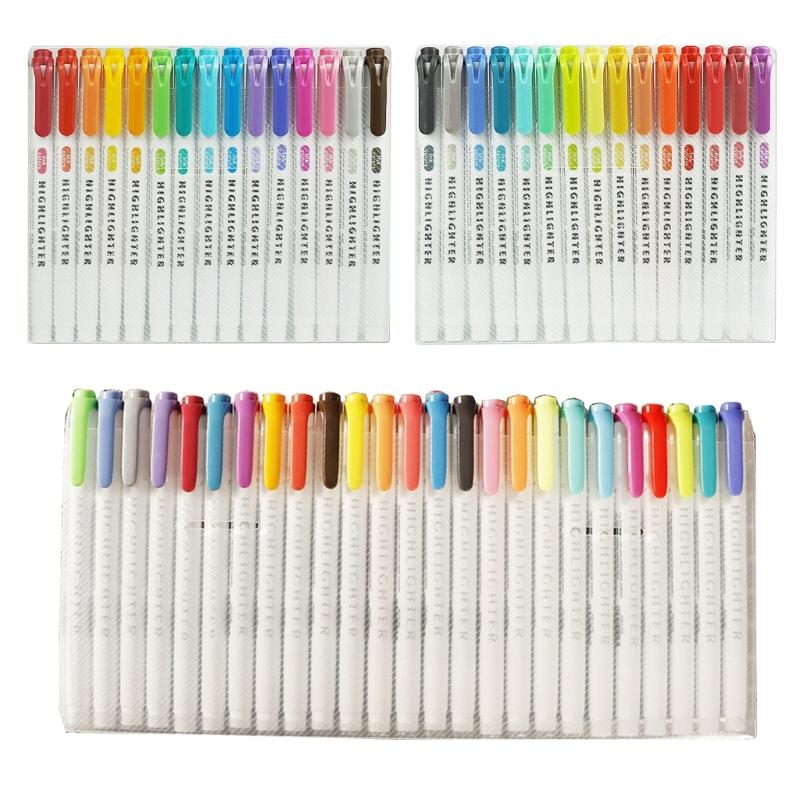 15/25Pcs Double End Highlighter Quick Drying Double Tip  Highlighter Pen for Scrapbooking Calendar Journal Card Making