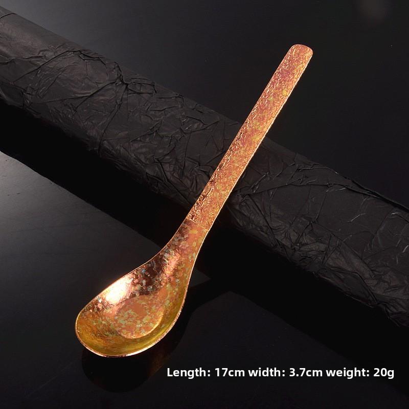Chinese Household Hammer Patterned Handle Crystal Ice Flower Children's Flat Bottomed Spoon