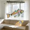 Handcrafted Stained Glass Fish Suncatcher Acrylic Fish Window Hanging Ornament Handmade Iridescent Fish Wind Chime for Patio Garden Home