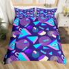 Psychedelic 3D Geometric Duvet Cover Microfiber Colorful Pop Abstract Art Comforter Cover Retro 80S Style Bedding Collection Queen Size