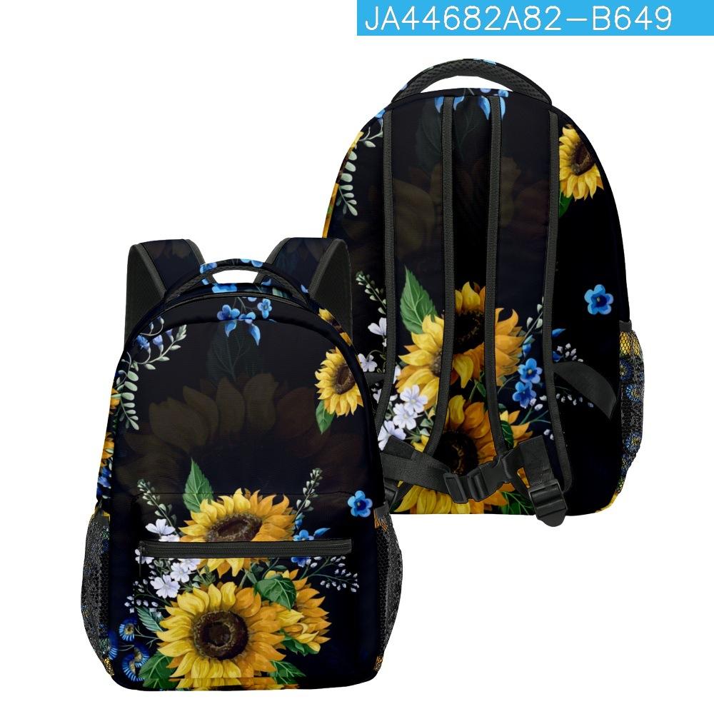 Cartoon Cartoon Kpop Youthful School Bags Unisex Sunflower Travel Bags 3D Print Oxford Waterproof Notebook Shoulder Backpacks