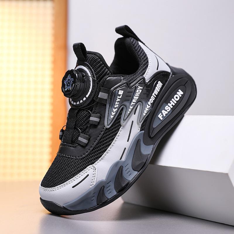 Boys' Winter 2025 Cotton & Velvet Warm Leather Running Shoes