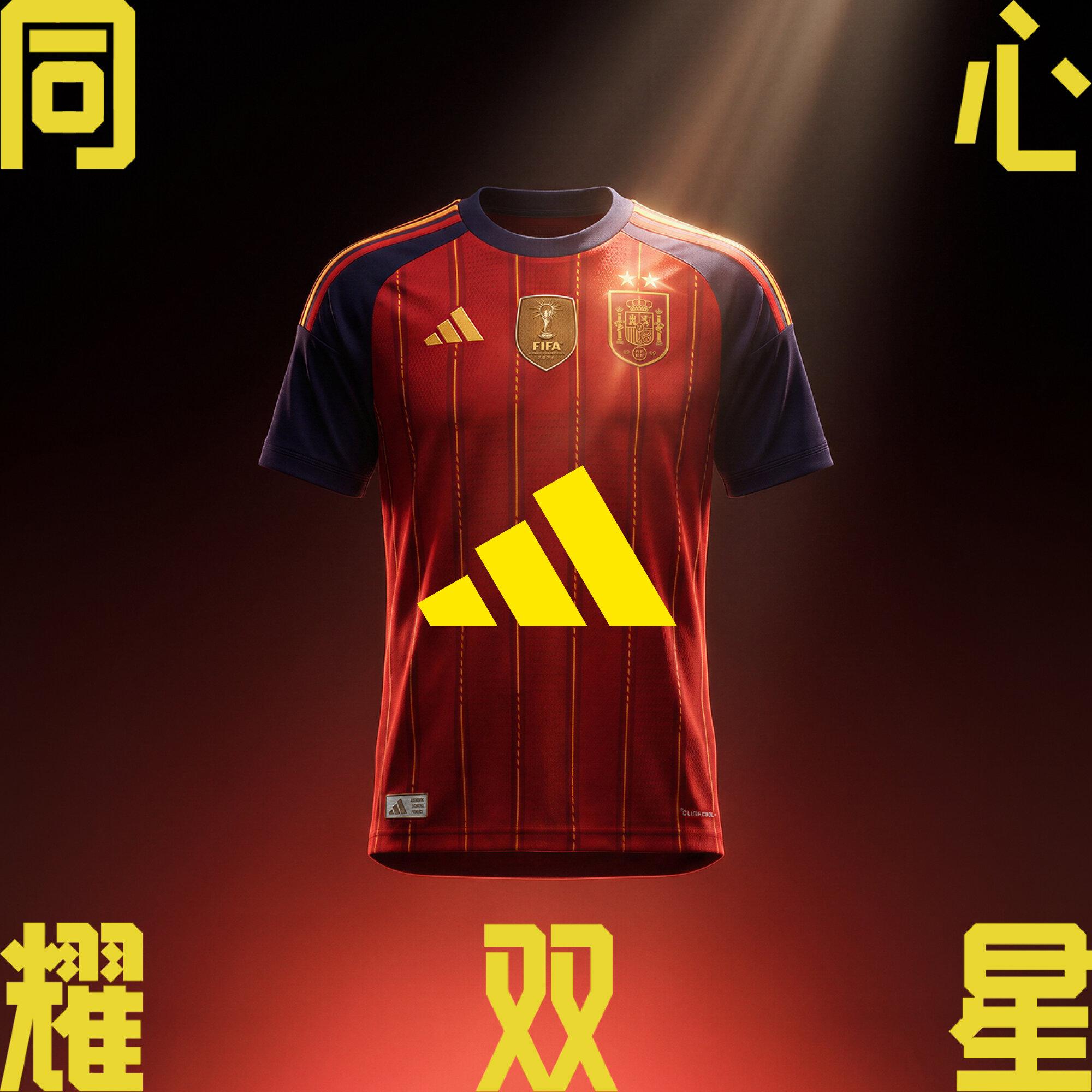 Adidas Spain Soccer Jerseys Men s Bright Red Crew Neck M
