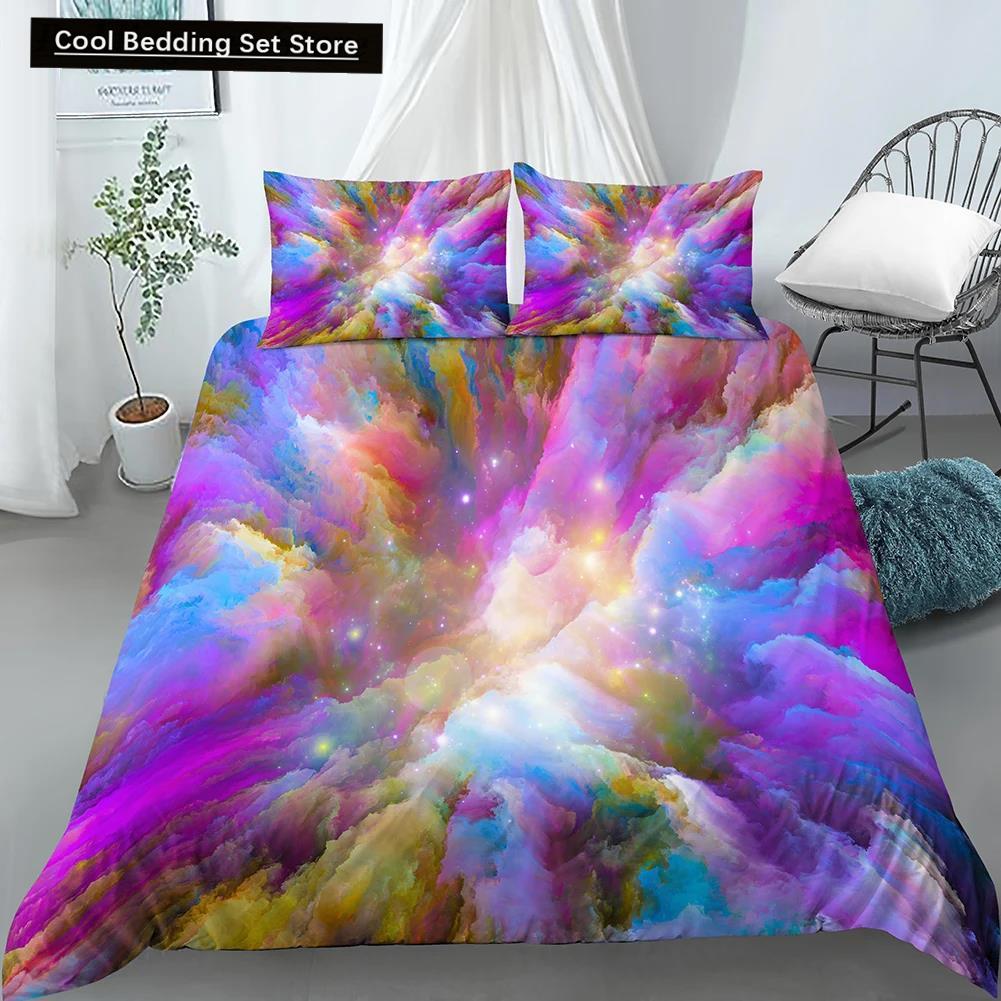 Comforter 3D Tie Dye King Queen Colorful Splash Ink Style Bedding Set For Kids Teens Adults Modern Art Polyester