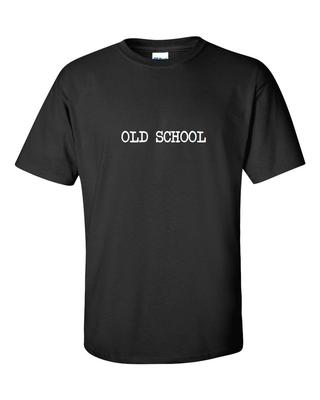 Old School T-Shirt Throw Back Vintage Black White Typewriter Font Cotton Shirt