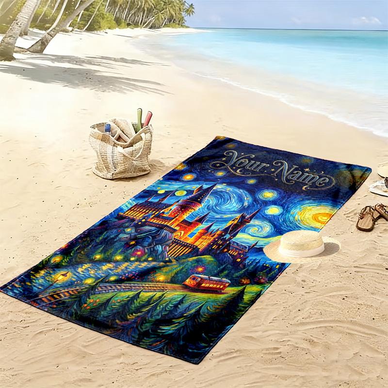 Name Custom Painting Art Print Beach Towel, Large Soft Quick Dry Towel for Beach Camping Swimming