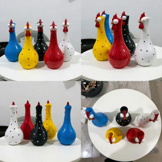 

Long Neck Colorful Chicken Statue, Big Eye Cartoon Resin Rooster Vase, Funny Outdoor Cock-Shaped Vase for Lawn, Yard, Office, Home Decor жовтий