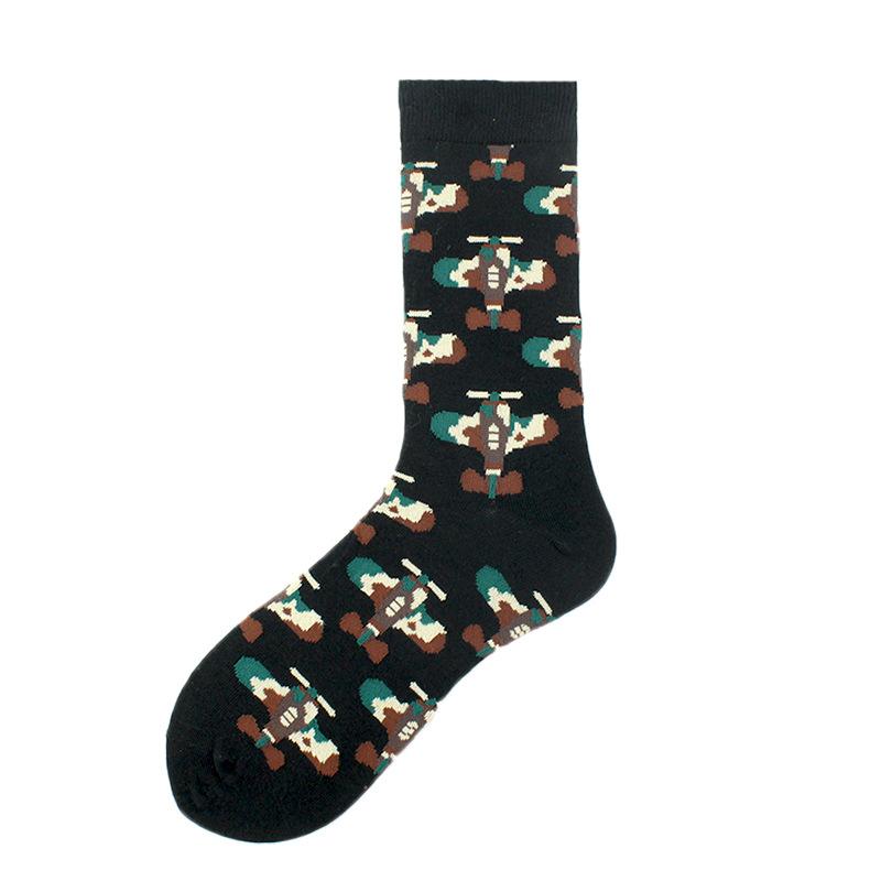 Happy Funny Unisex Painting UFO Astronaut Outer Space Rocket Men Crew Socks Male Boys Streetwear Cotton Causal Skateboard Sox