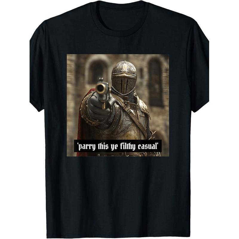 Parry This You Filthy Casual Gamer T-Shirt - Retro Gaming Meme Tee Geeignet für, Rundhals-Shirt mit Parry-Aufdruck, Maschinenwaschbar für das ganze Jahr