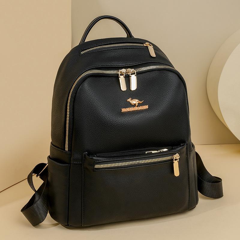 

Simple texture women s backpack retro large-capacity travel backpack solid color simple commuter handbag чёрный