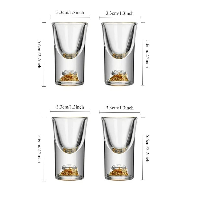

4pcs Luxury Small Wine Cup Creative Designed Glass Cup Exquisite Gold Foil Wine Glass Short Glass Cocktail Glass Drinkware Gifts 4pcs