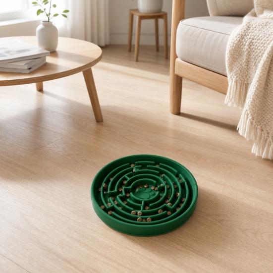 Slow Feeder Dog Bowl, Silicone Maze Slow Feeder Bowl, Prevents Choking, Suction Cup Non-Slip Dog Dish for Small to Large Dogs