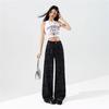 Spring Summer Bling Full Star Wrinkle Resistant Four Way Stretch Drape Micro Flare Wide Leg Denim Pants For Women Casual Pants Oversize Denim Trousers