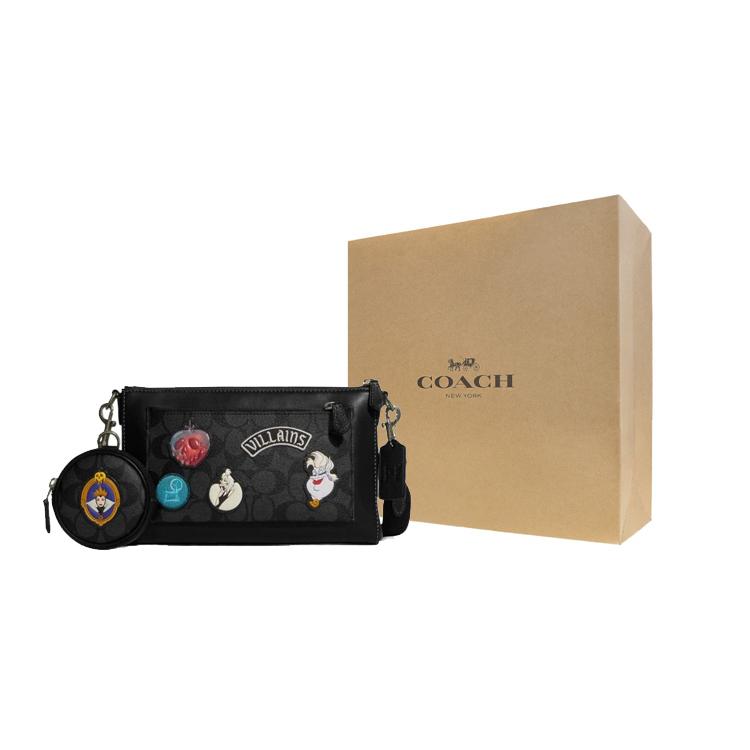 New COACH Disney Collaboration Holden Cow Leather Combo Bag Shoulder Bag Crossbody Bag Medium Size Women's Black CC094-QBPHT